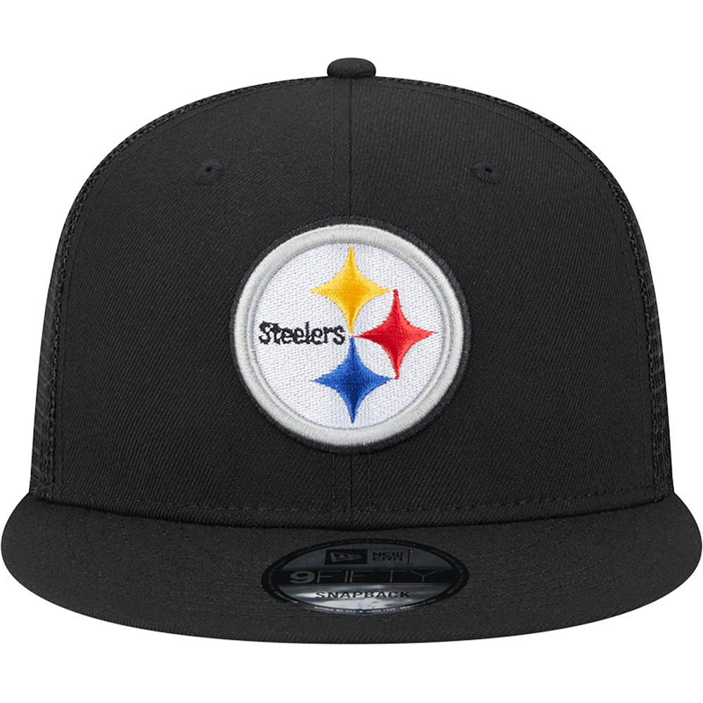 NFL Pittsburgh Steelers New Era Trucker 9FIFTY Snapback Hat - Black