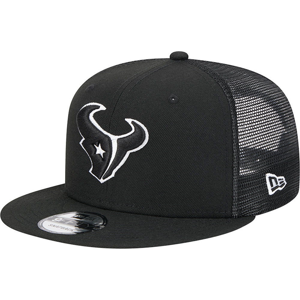 NFL Houston Texans New Era Black & White 9FIFTY Snapback Trucker Hat - Black