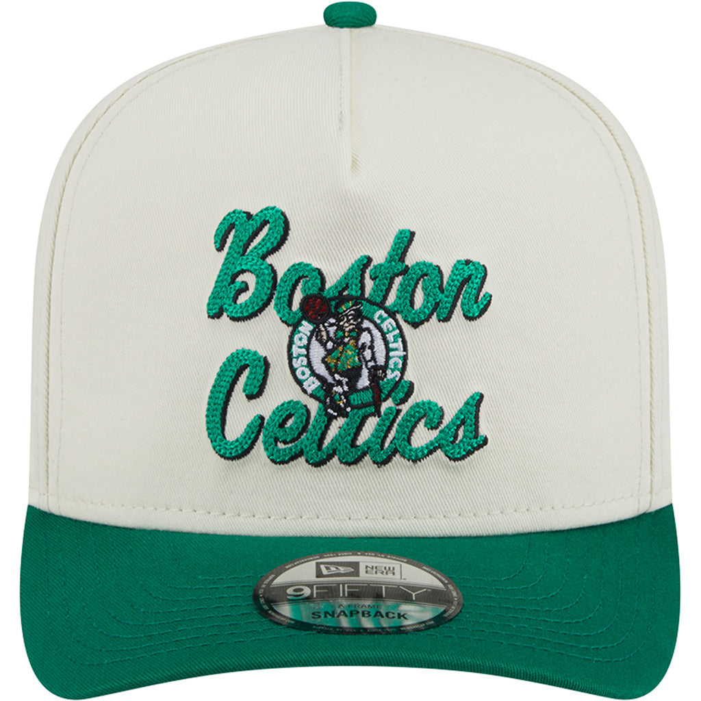 NBA Boston Celtics New Era Chainstitch Two-Tone 9FIFTY A-Frame Snapback Hat - Cream