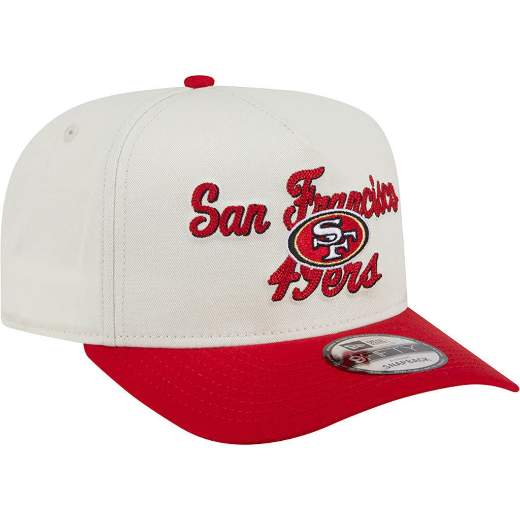 NFL San Francisco 49ers New Era Chainstitch Two-Tone 9FIFTY A-Frame Snapback Hat - Cream