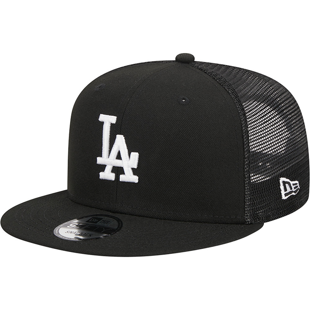 MLB Los Angeles Dodgers New Era Black & White 9FIFTY Snapback Trucker Hat - Black