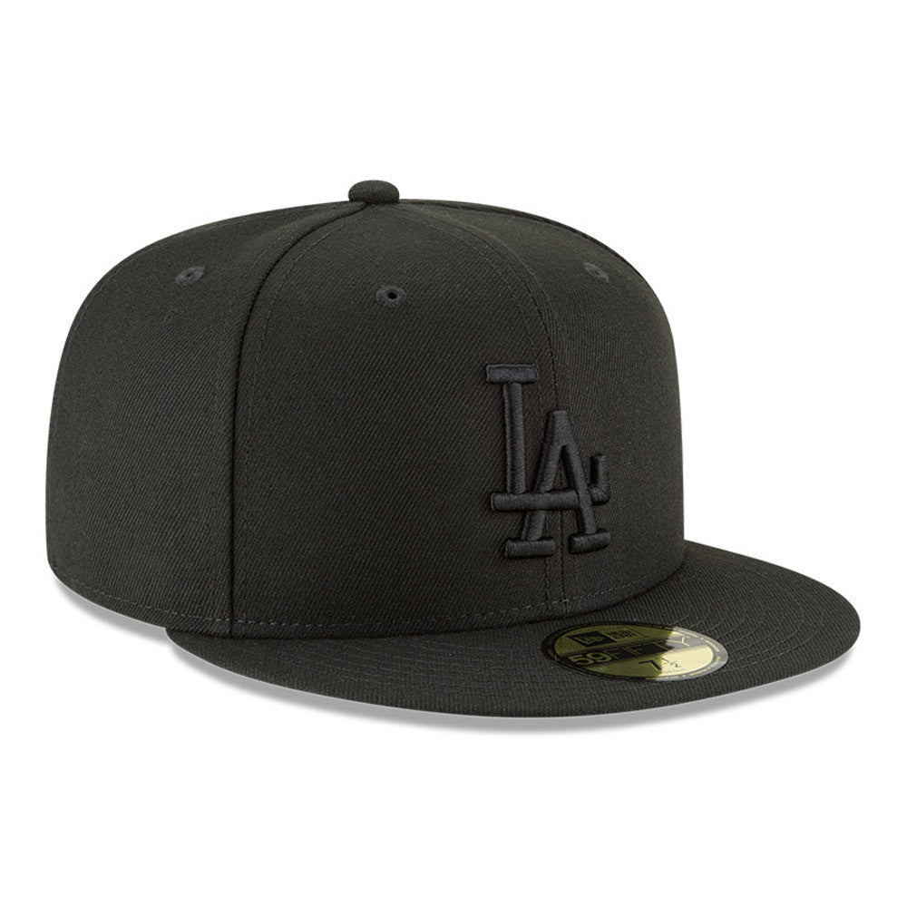 MLB Los Angeles Dodgers New Era Black on Black 59FIFTY Fitted Hat - Black