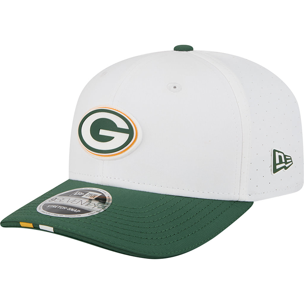 NFL Green Bay Packers New Era 2025 Training 9SEVENTY Stretch-Snapback Hat - White