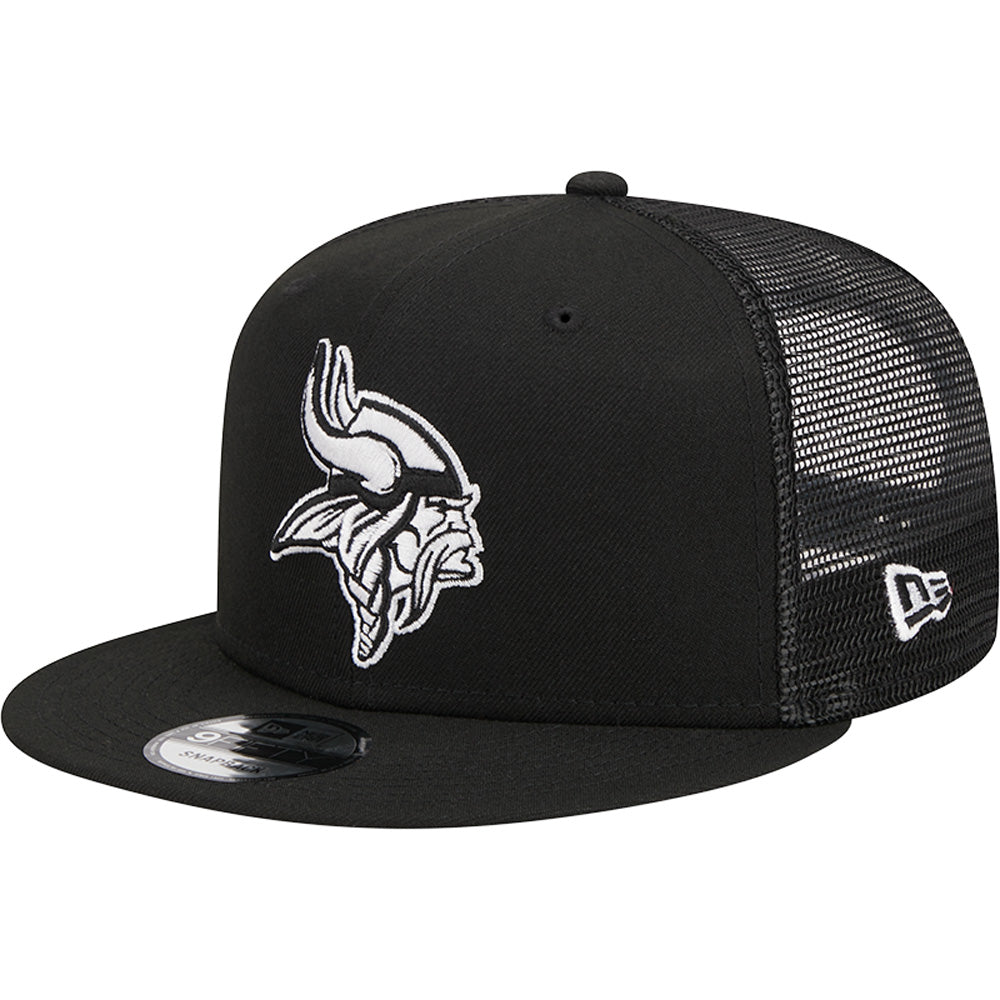 NFL Minnesota Vikings New Era Black & White 9FIFTY Snapback Trucker Hat - Black