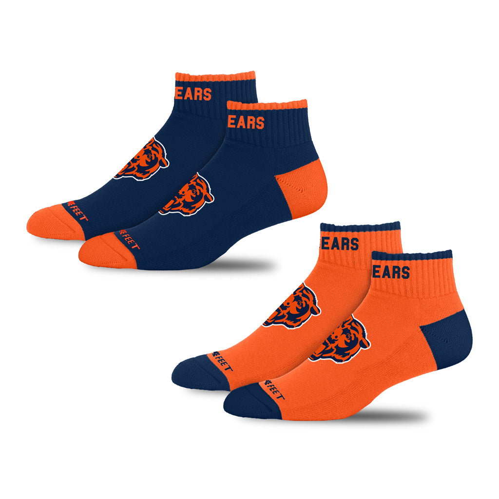 NFL Chicago Bears For Bare Feet Front & Center 2-Pack Socks - Navy & Orange