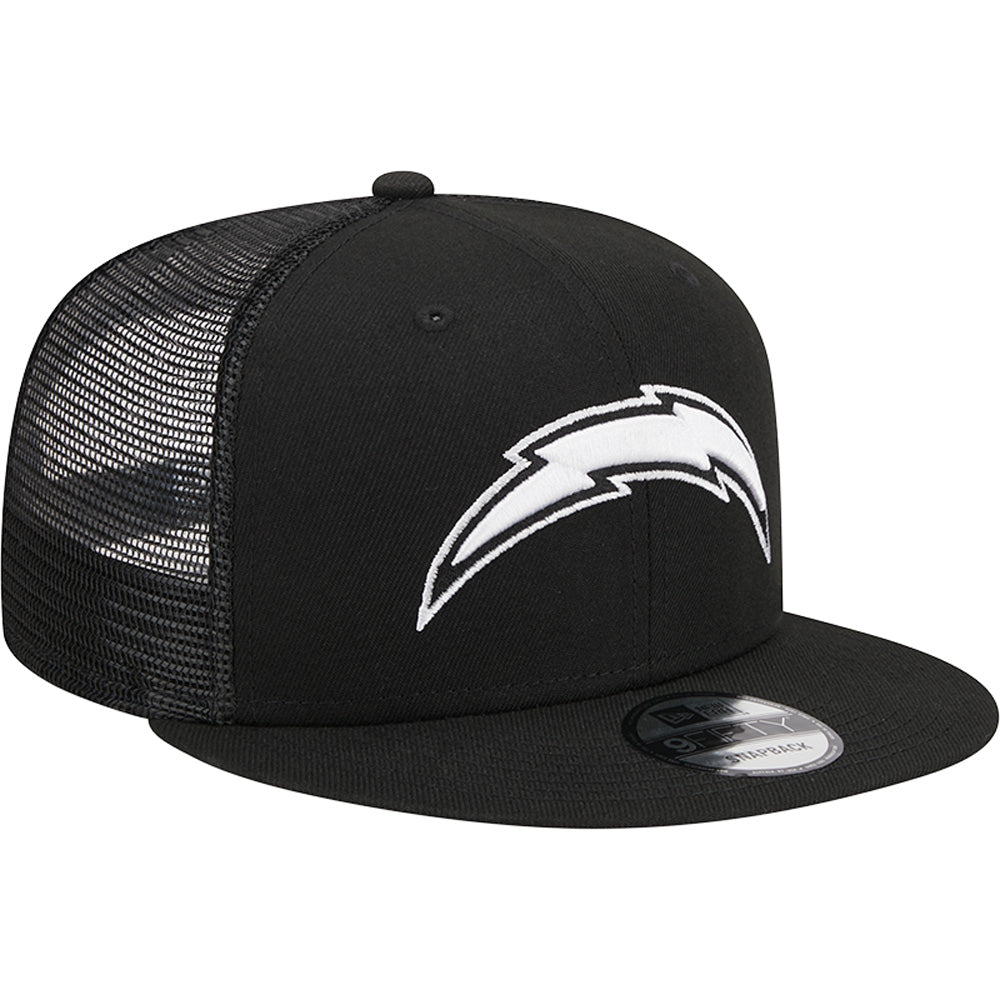 NFL Los Angeles Chargers New Era Black & White 9FIFTY Snapback Trucker Hat - Black
