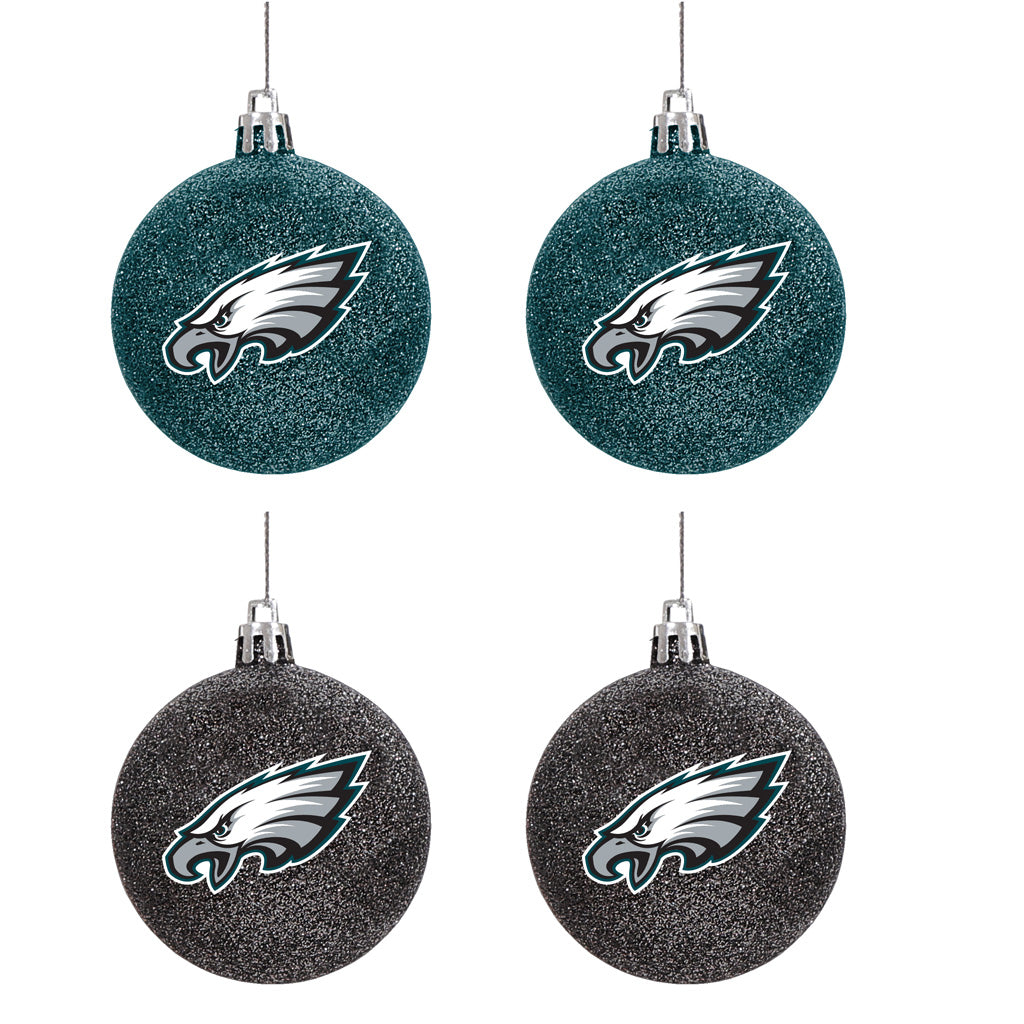 NFL Philadelphia Eagles FOCO 4-Pack Glitter Ornament Set
