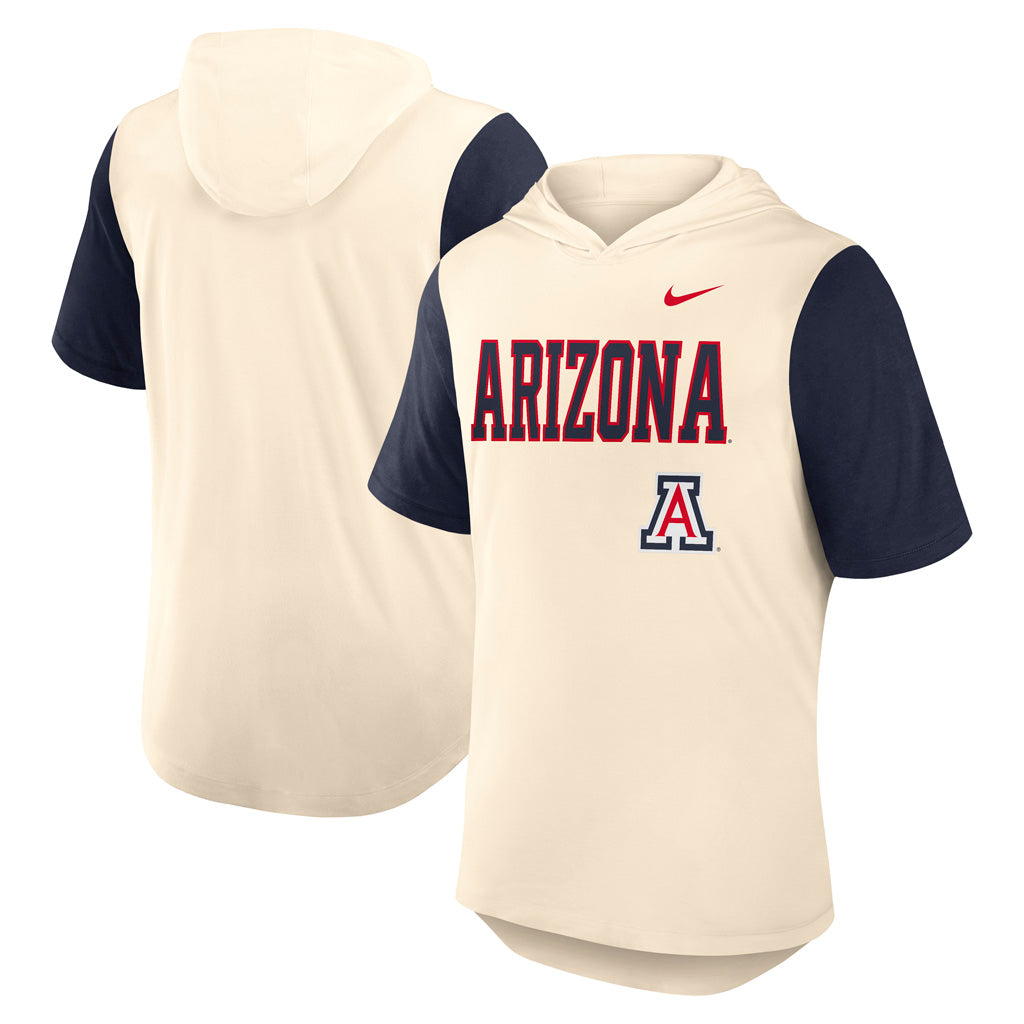 NCAA Arizona Wildcats Nike Wordmark Short Sleeve Hoodie - Natural