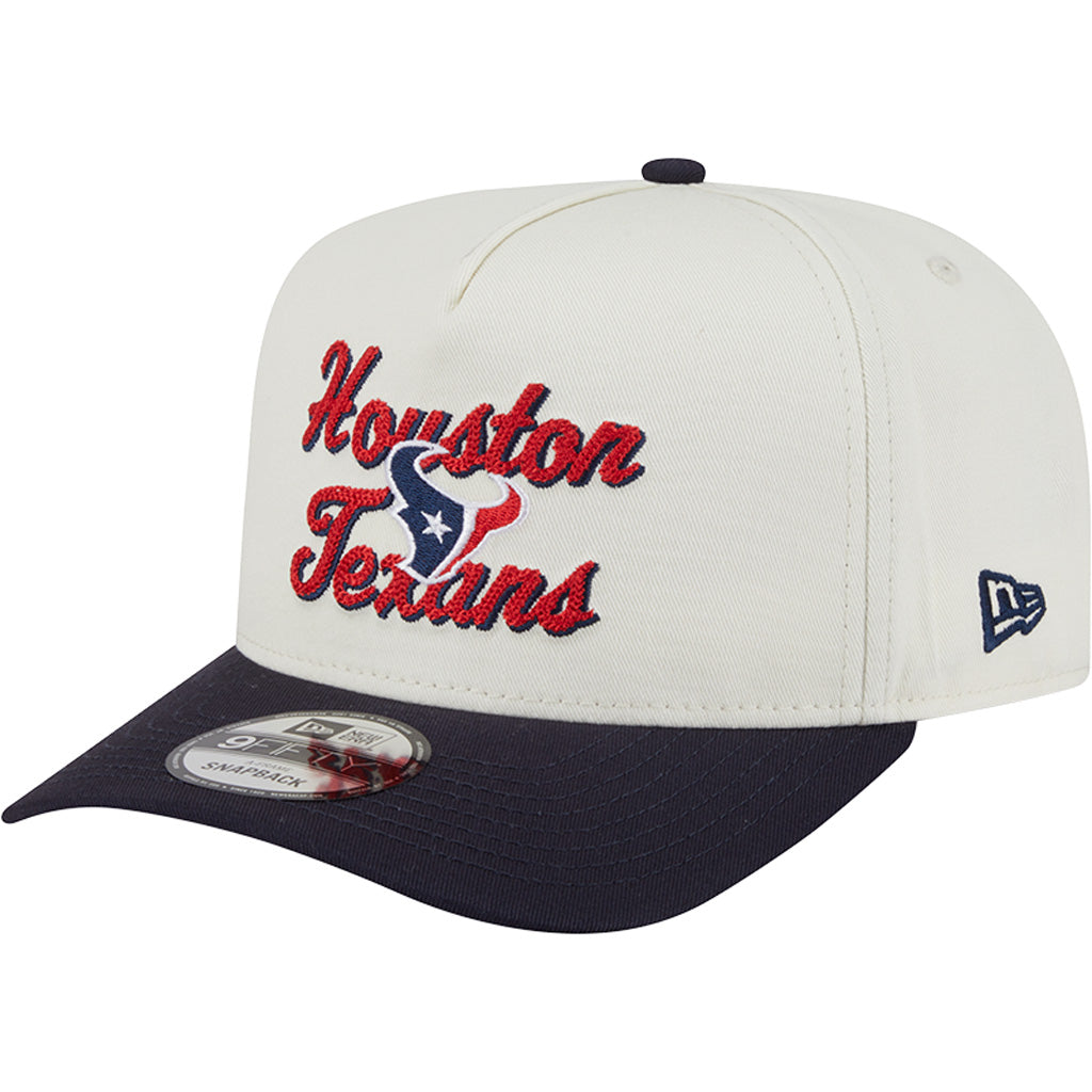 NFL Houston Texans New Era Chainstitch Two-Tone 9FIFTY A-Frame Snapback Hat - Cream
