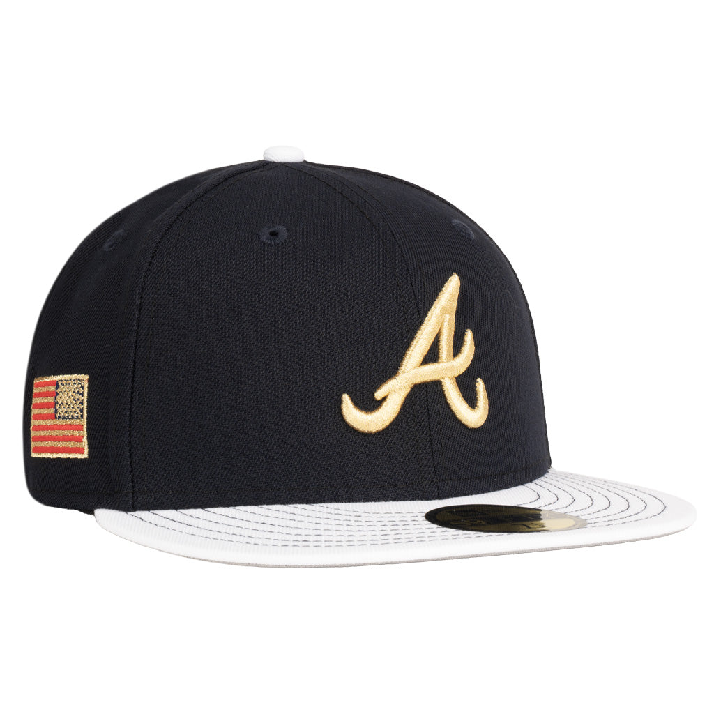 MLB Atlanta Braves New Era Gold Medal 59FIFTY Fitted Hat - Navy