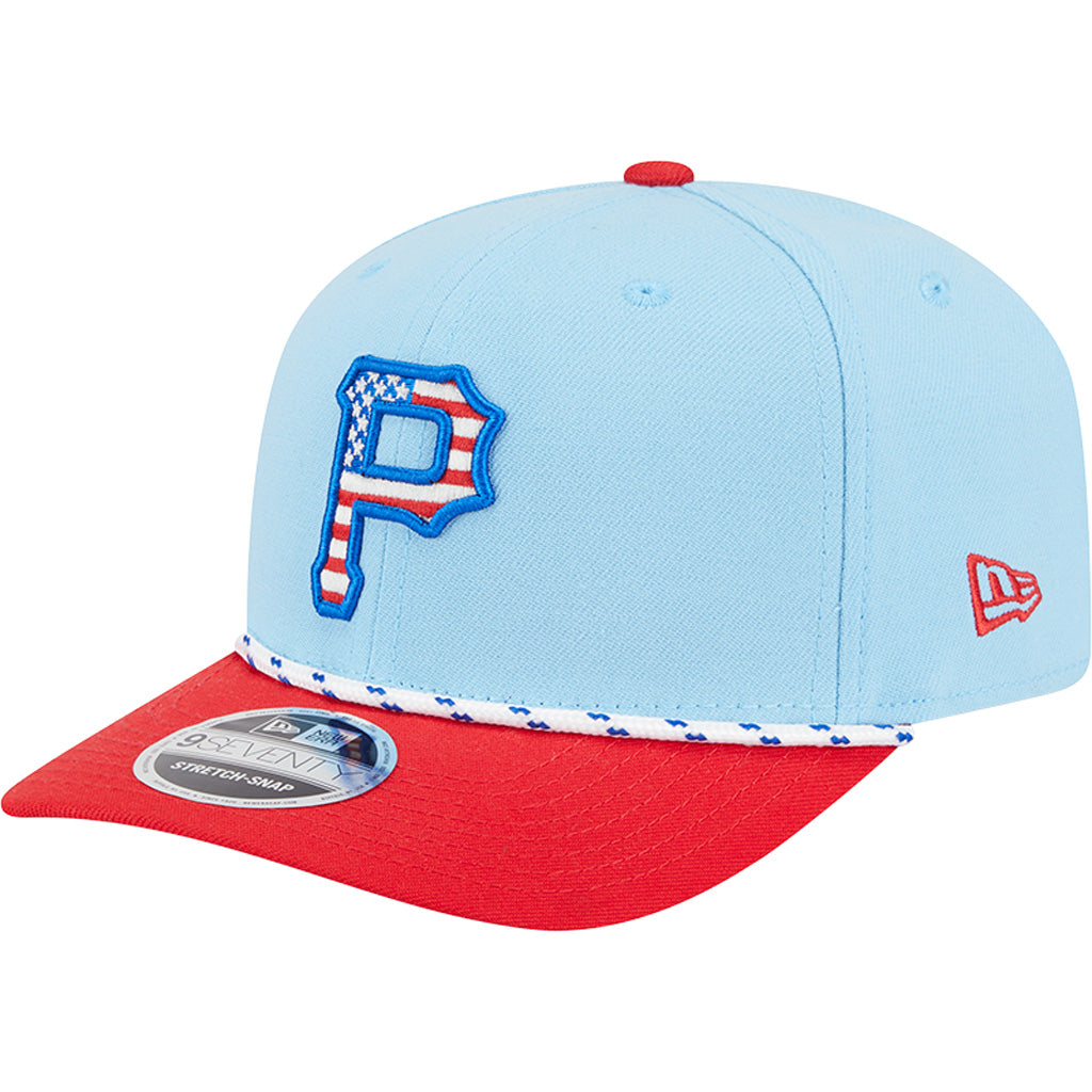 MLB Pittsburgh Pirates New Era 2025 4th of July 9SEVENTY Stretch-Snapback Hat - Light Blue