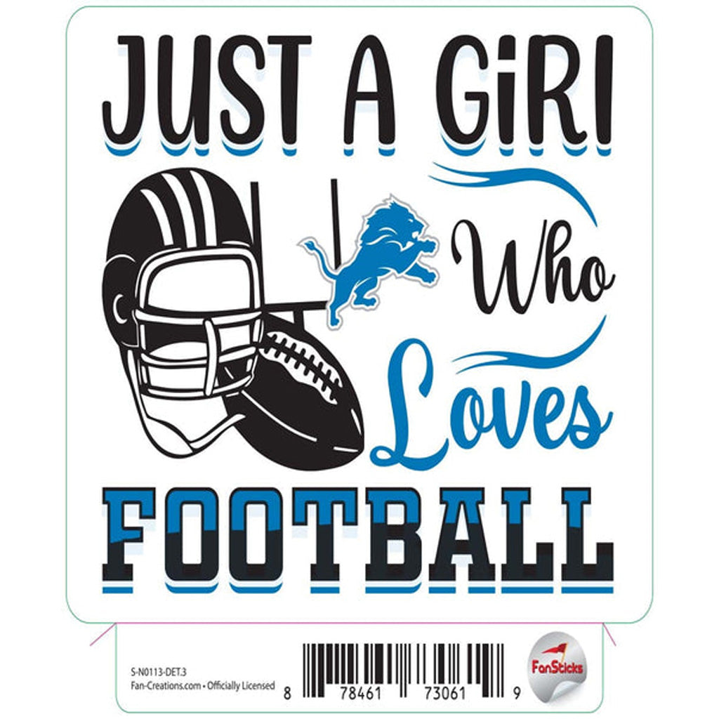 NFL Detroit Lions Fan Creations Just a Girl Sticker