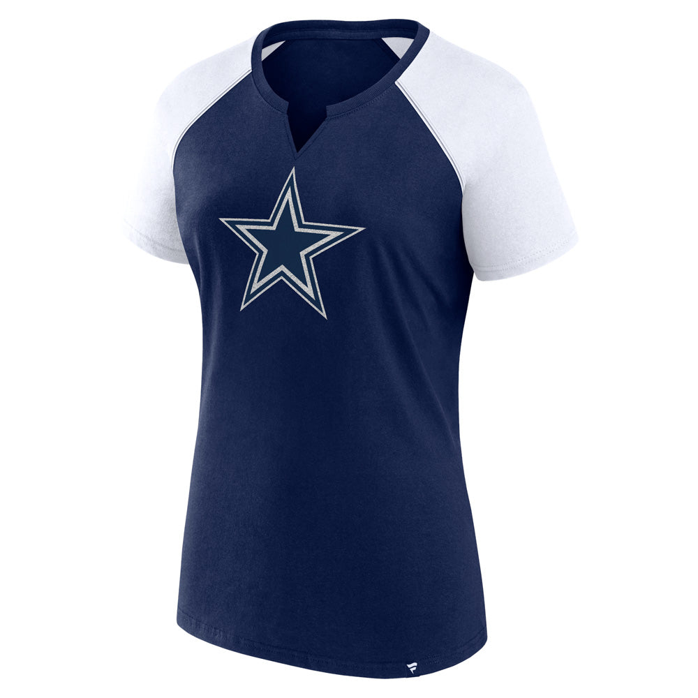 NFL Dallas Cowboys Women&#39;s Fanatics Glitter Primary Raglan T-Shirt - Navy