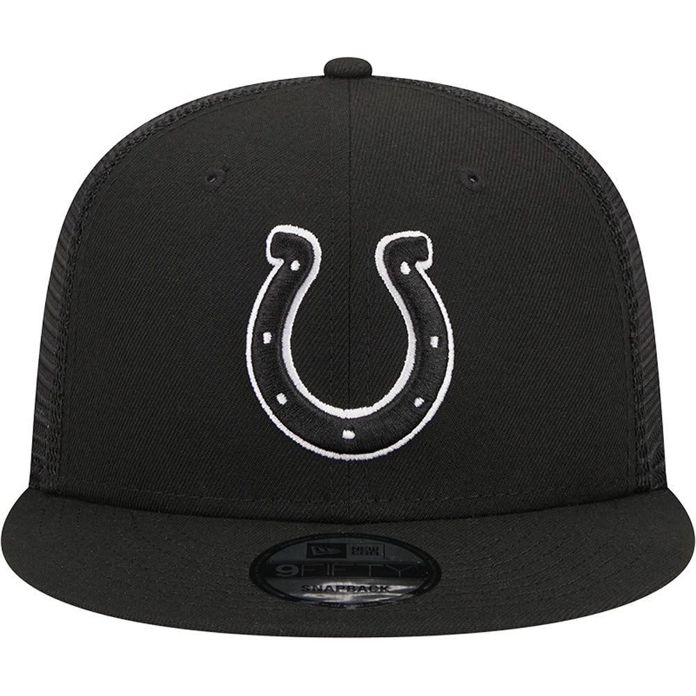 NFL Indianapolis Colts New Era Black & White Trucker 9FIFTY Snapback Hat - Black