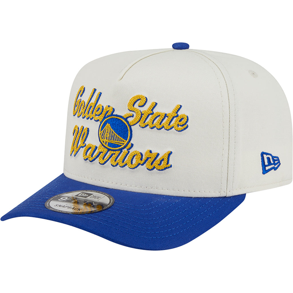 NBA Golden State Warriors New Era Chainstitch Two-Tone 9FIFTY A-Frame Snapback Hat - Cream