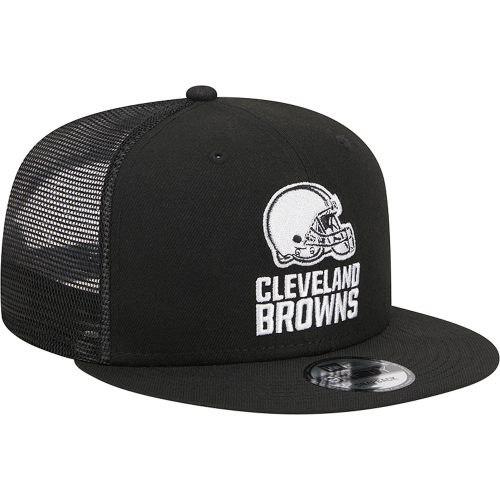 NFL Cleveland Browns New Era Black & White Trucker 9FIFTY Snapback Hat - Black