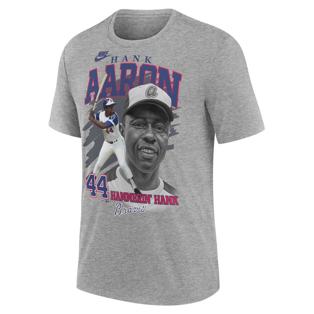 MLB Atlanta Braves Hank Aaron Nike Cooperstown Local Tri-Blend T-Shirt - Gray