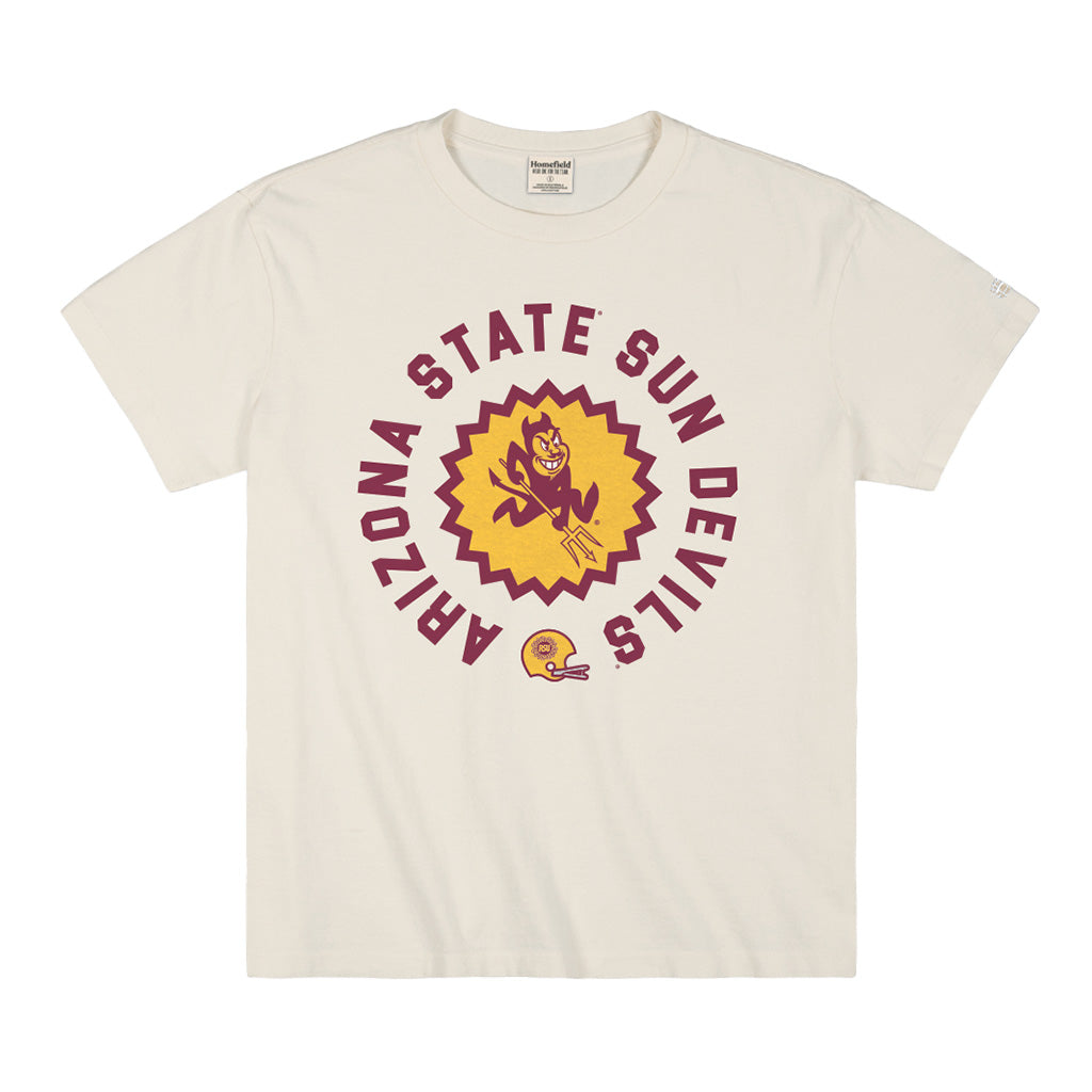 NCAA Arizona State Sun Devils Homefield Apparel  Football Sunburst Logo Retro Heavyweight T-Shirt - Cream