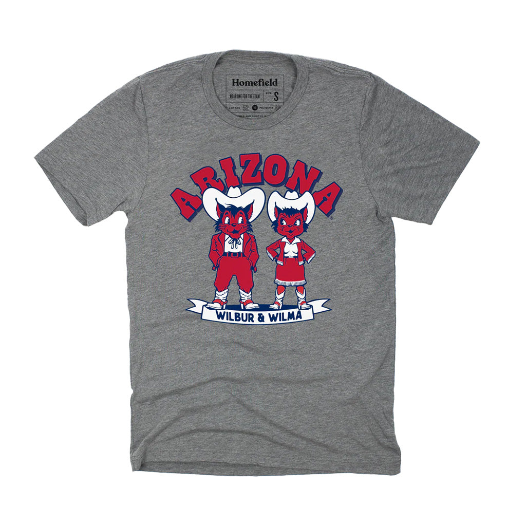 NCAA Arizona Wildcats Homefield Apparel Vintage Wilbur + Wilma T-Shirt - Gray