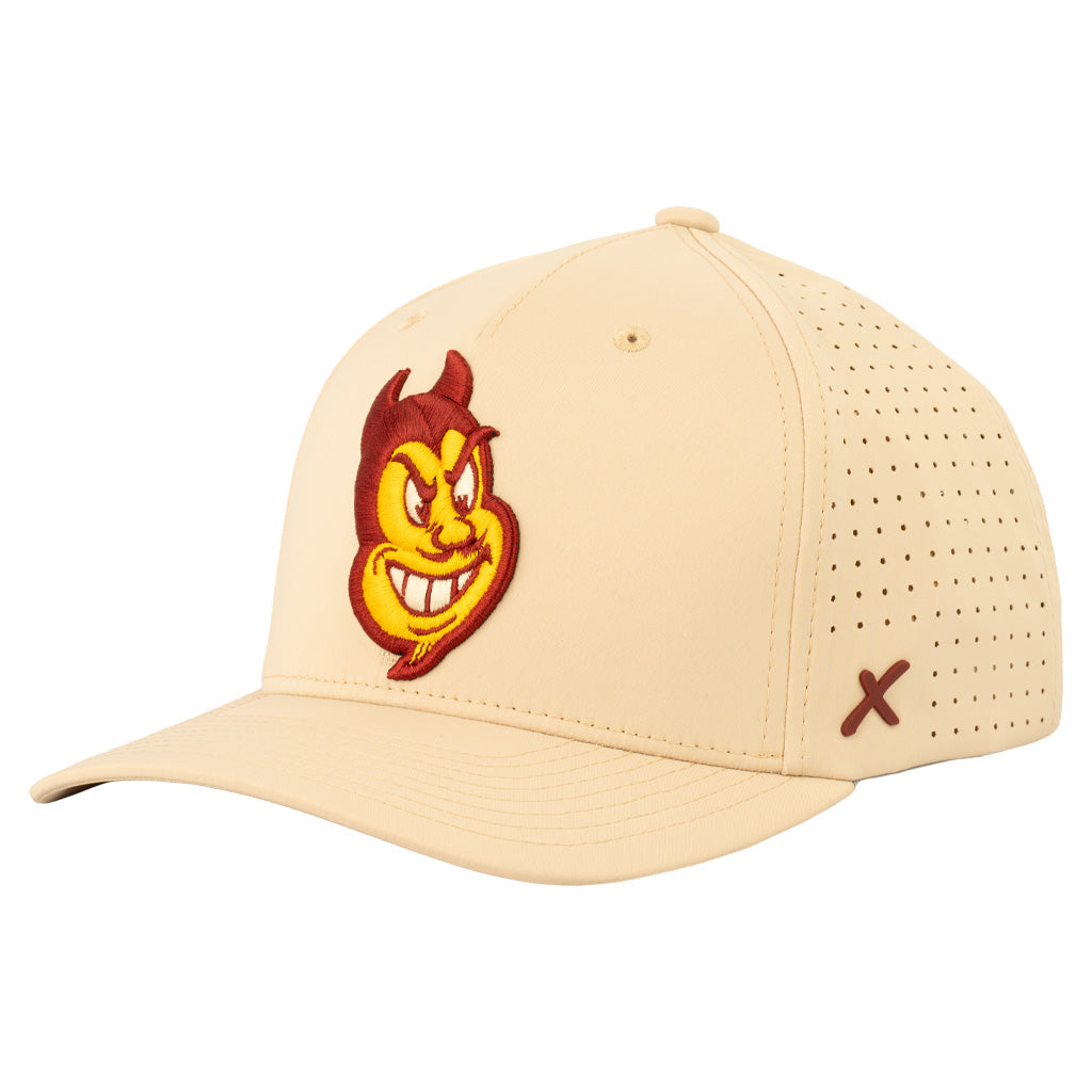 NCAA Arizona State Sun Devils CapX Sparky Face Circuit X08 Snapback Hat - Stone