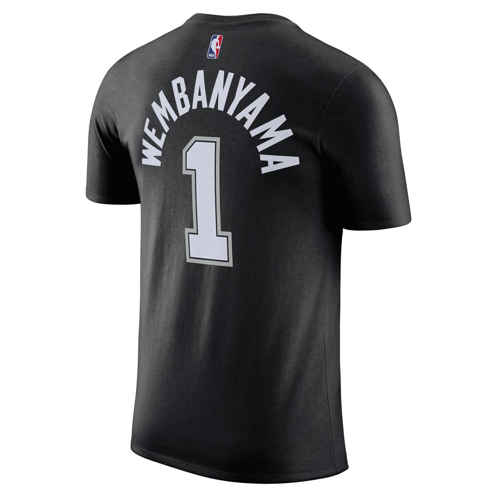 NBA San Antonio Spurs Victor Wembanyama Nike Icon Name & Number T-Shirt - Black