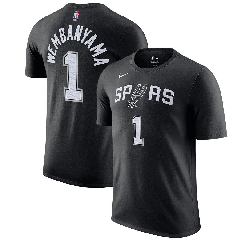 NBA San Antonio Spurs Victor Wembanyama Nike Icon Name & Number T-Shirt - Black