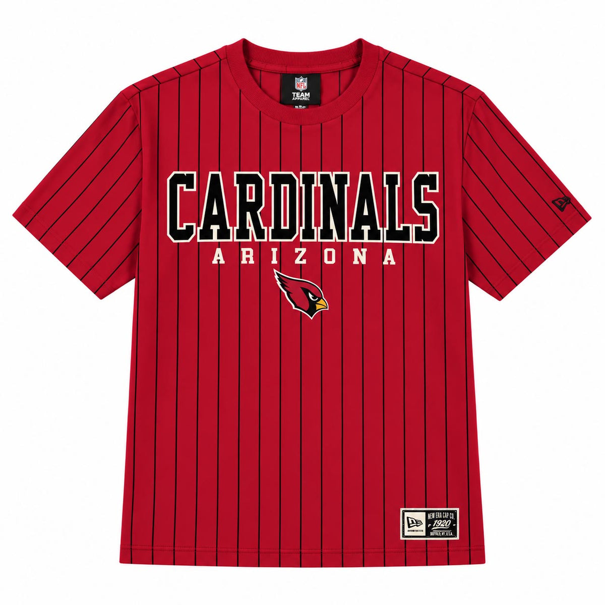NFL Arizona Cardinals New Era Team Name Pinstripe T-Shirt- Red