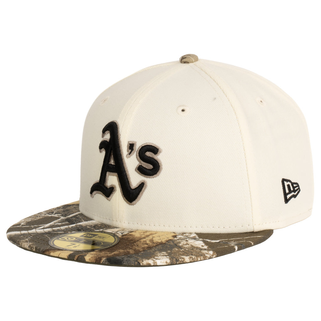 MLB Athletics New Era Real Tree Two-Tone 59FIFTY Fitted Hat- Cream