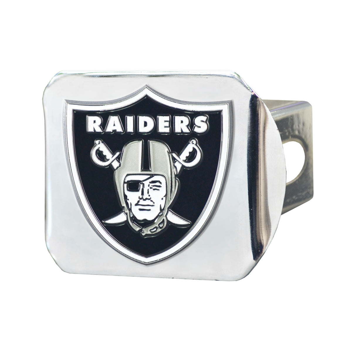 NFL Las Vegas Raiders Logo Brands Color on Chrome Hitch Cover
