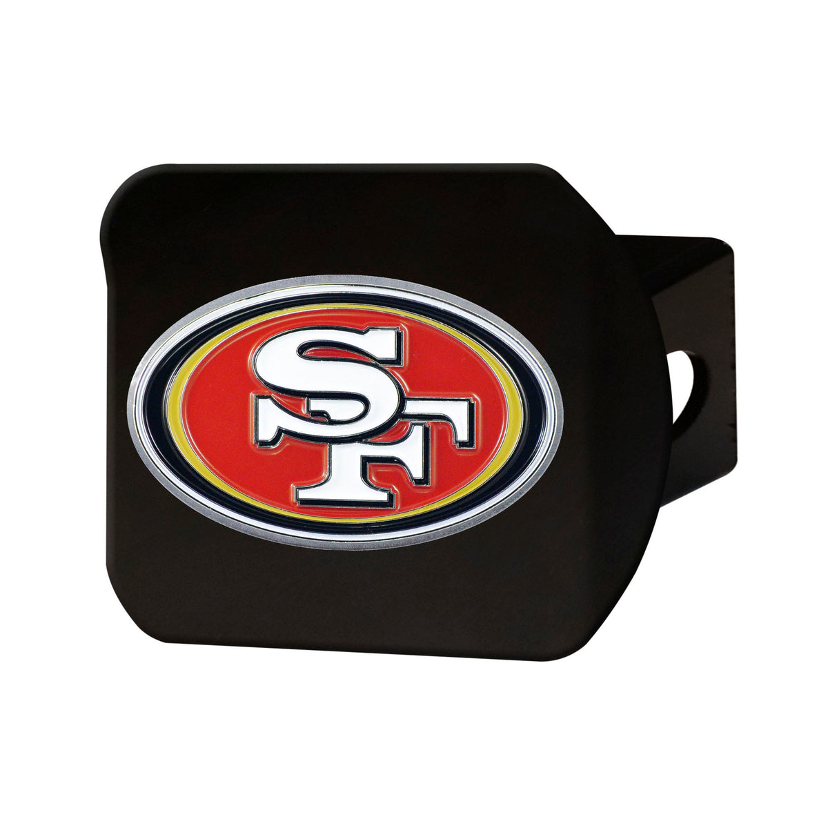 NFL San Francisco 49ers Logo Brands Color on Black Hitch Cover
