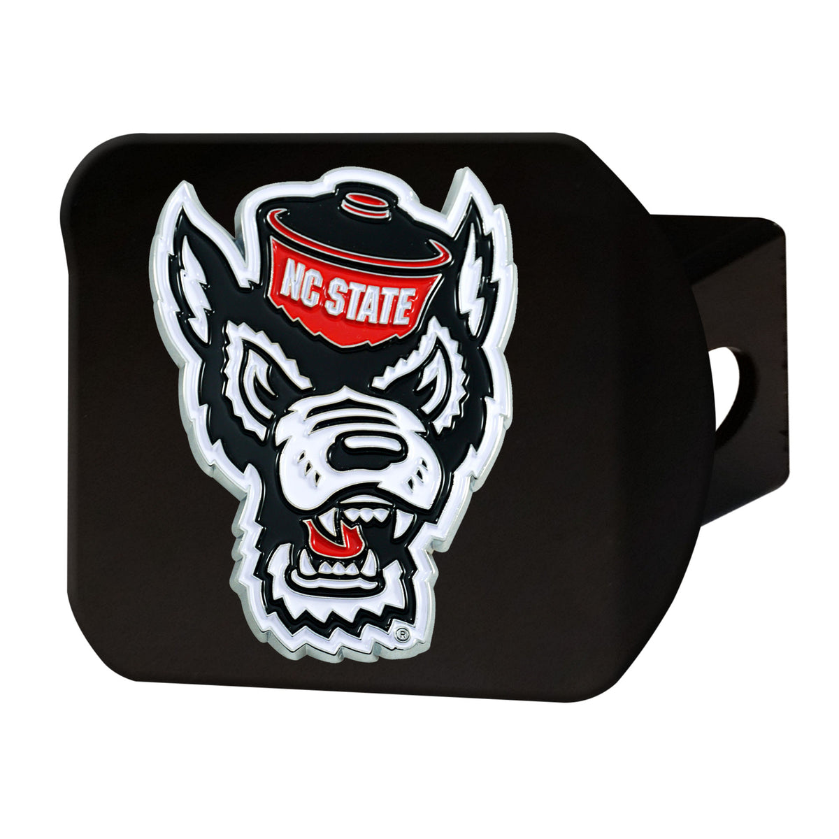 NCAA North Carolina State Wolfpack Logo Brands Color on Black Hitch Cover