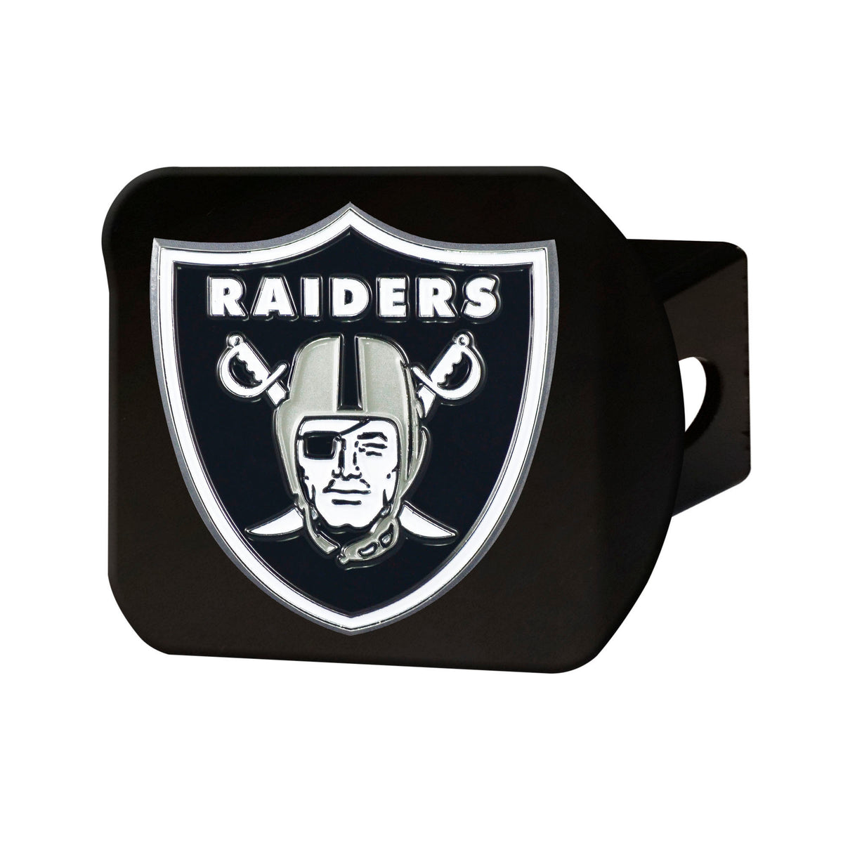 NFL Las Vegas Raiders Logo Brands Color on Black Hitch Cover