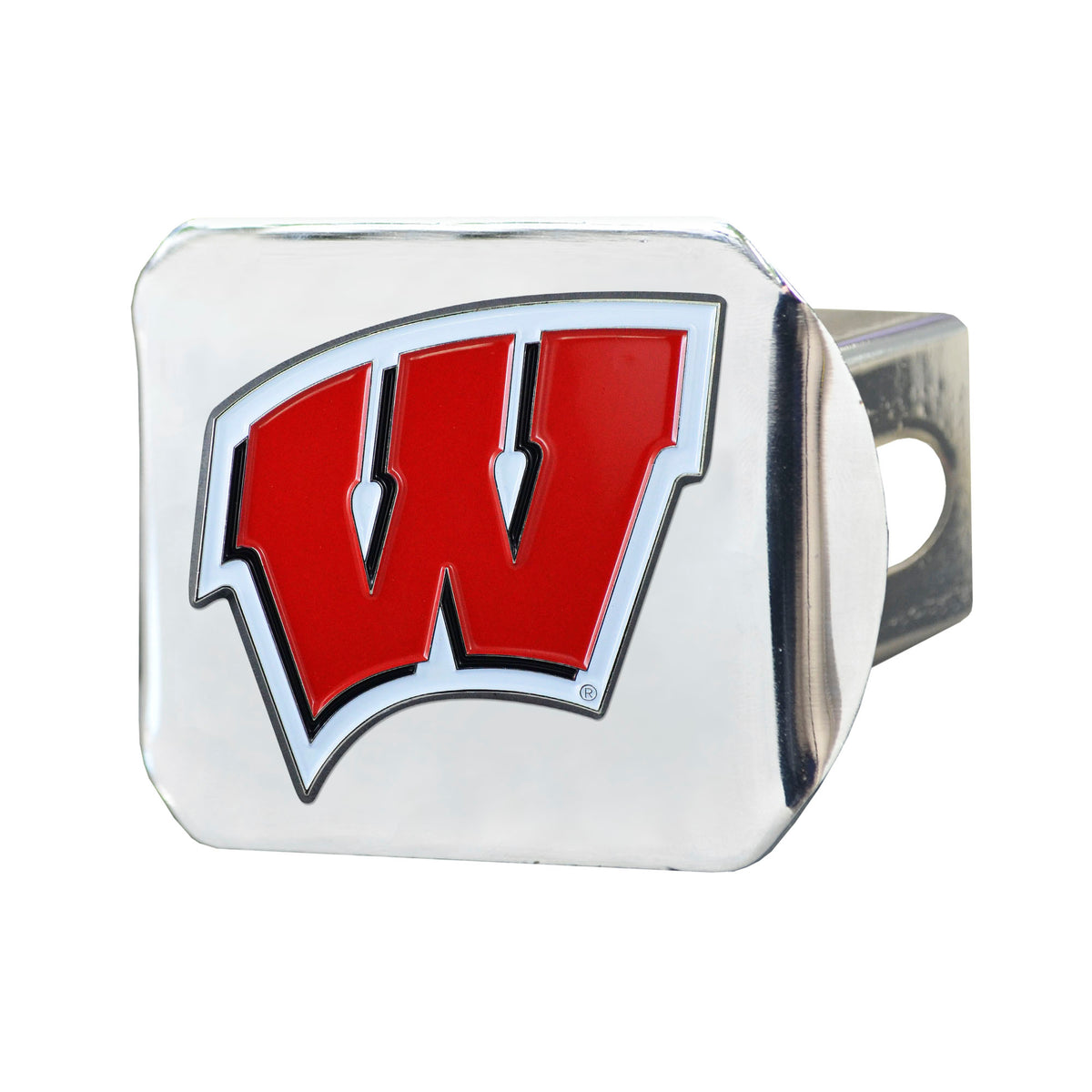 NCAA Wisconsin Badgers Logo Brands Color on Chrome Hitch Cover
