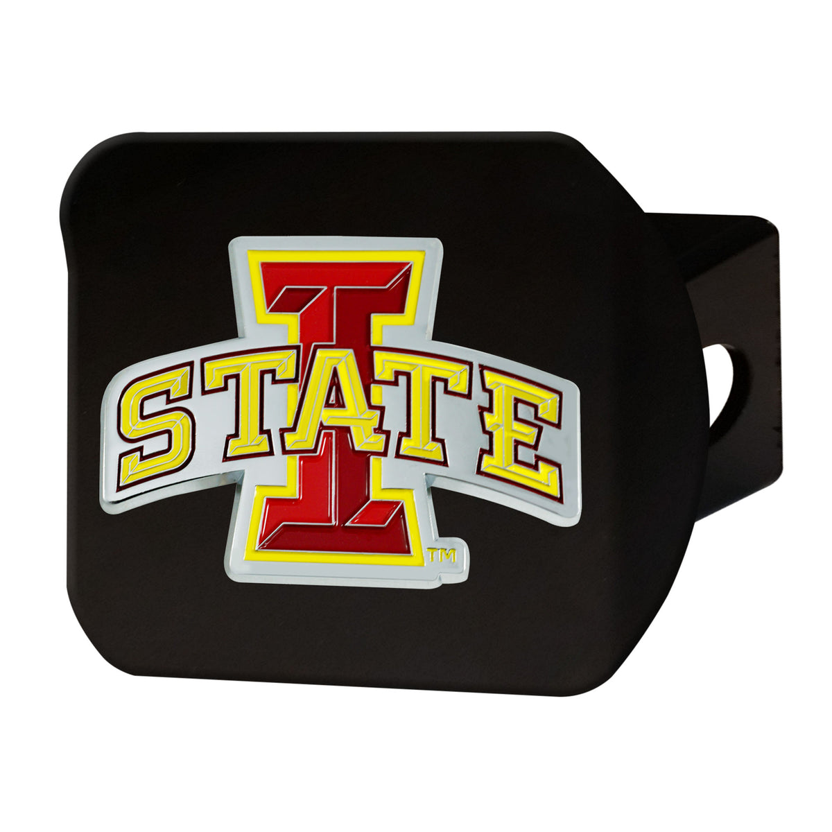 NCAA Iowa State Cyclones Logo Brands Color on Black Hitch Cover