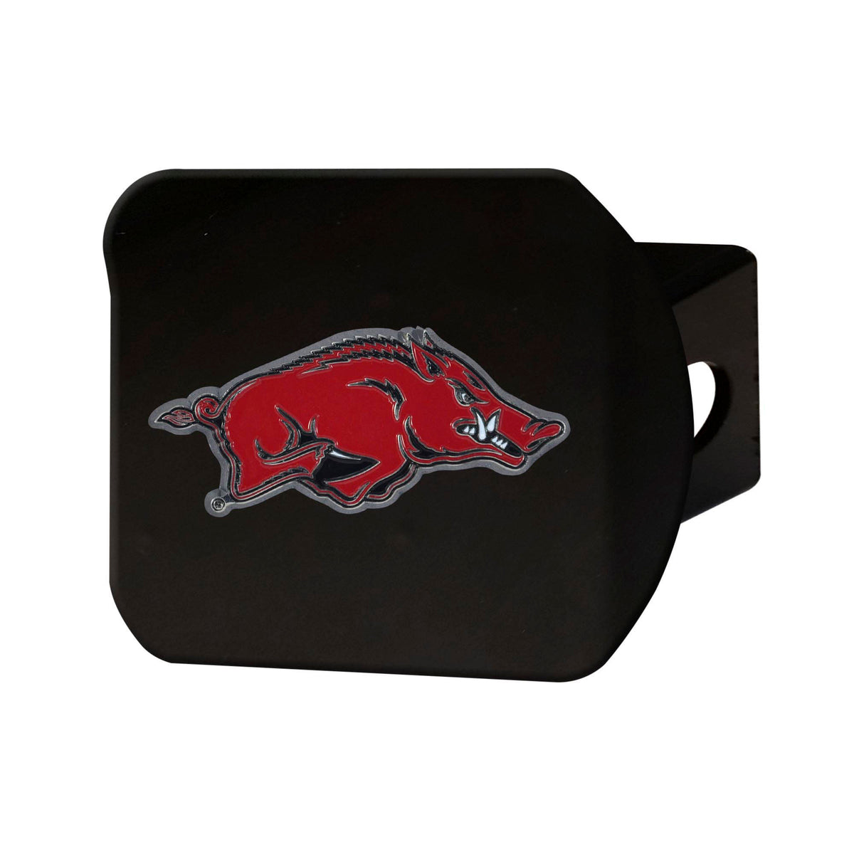 NCAA Arkansas Razorbacks Logo Brands Color on Black Hitch Cover
