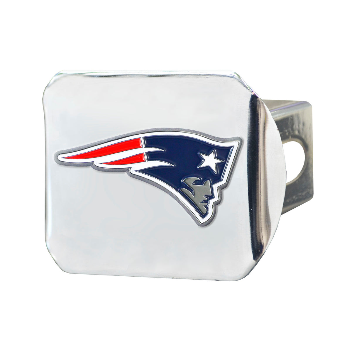 NFL New England Patriots Logo Brands Color on Chrome Hitch Cover