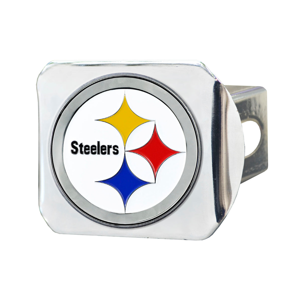 NFL Pittsburgh Steelers Logo Brands Color on Chrome Hitch Cover
