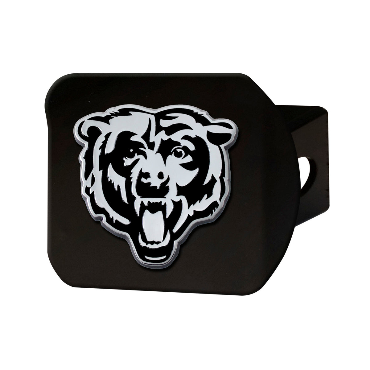NFL Chicago Bears Logo Brands Chrome on Black Hitch Cover
