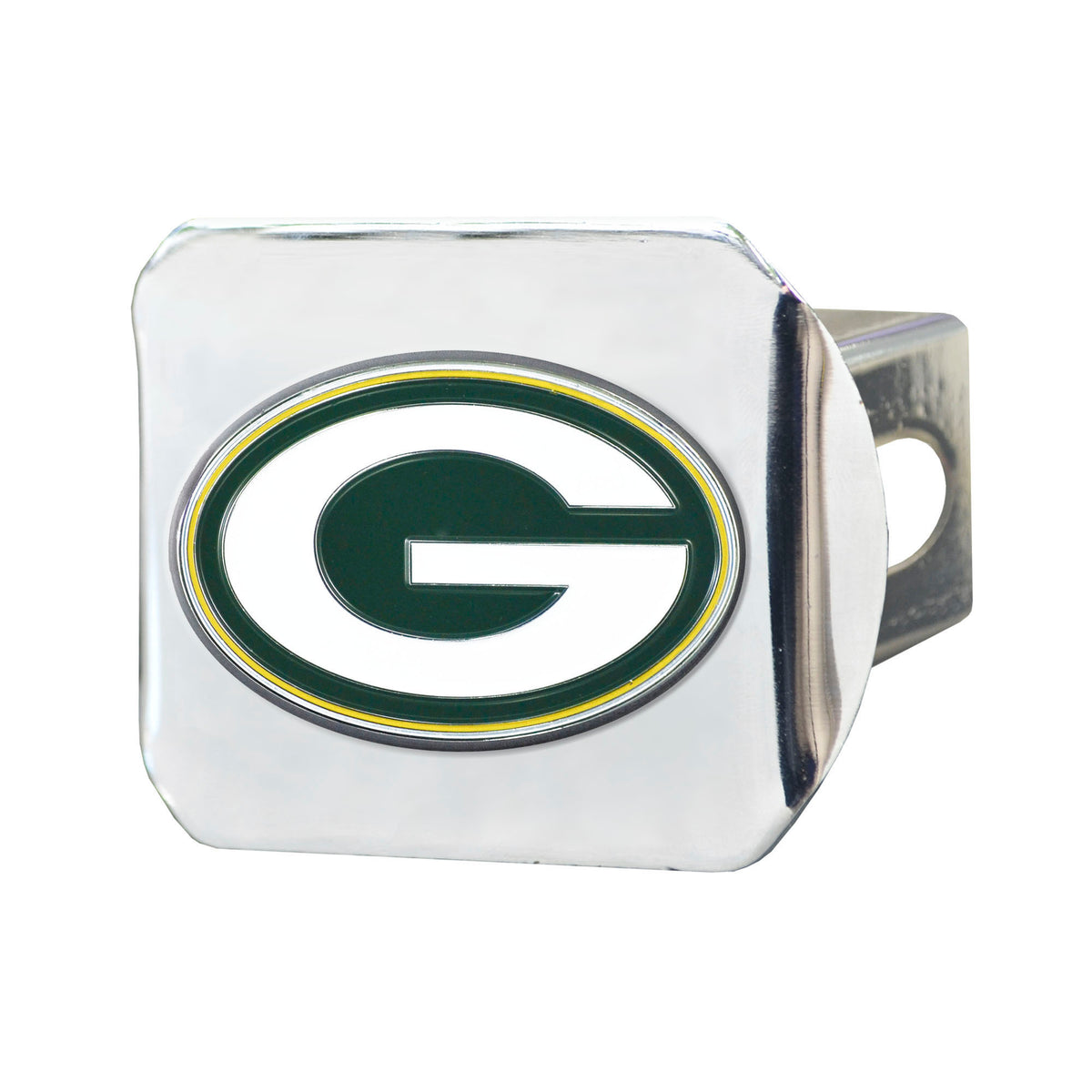 NFL Green Bay Packers Logo Brands Color on Chrome Hitch Cover