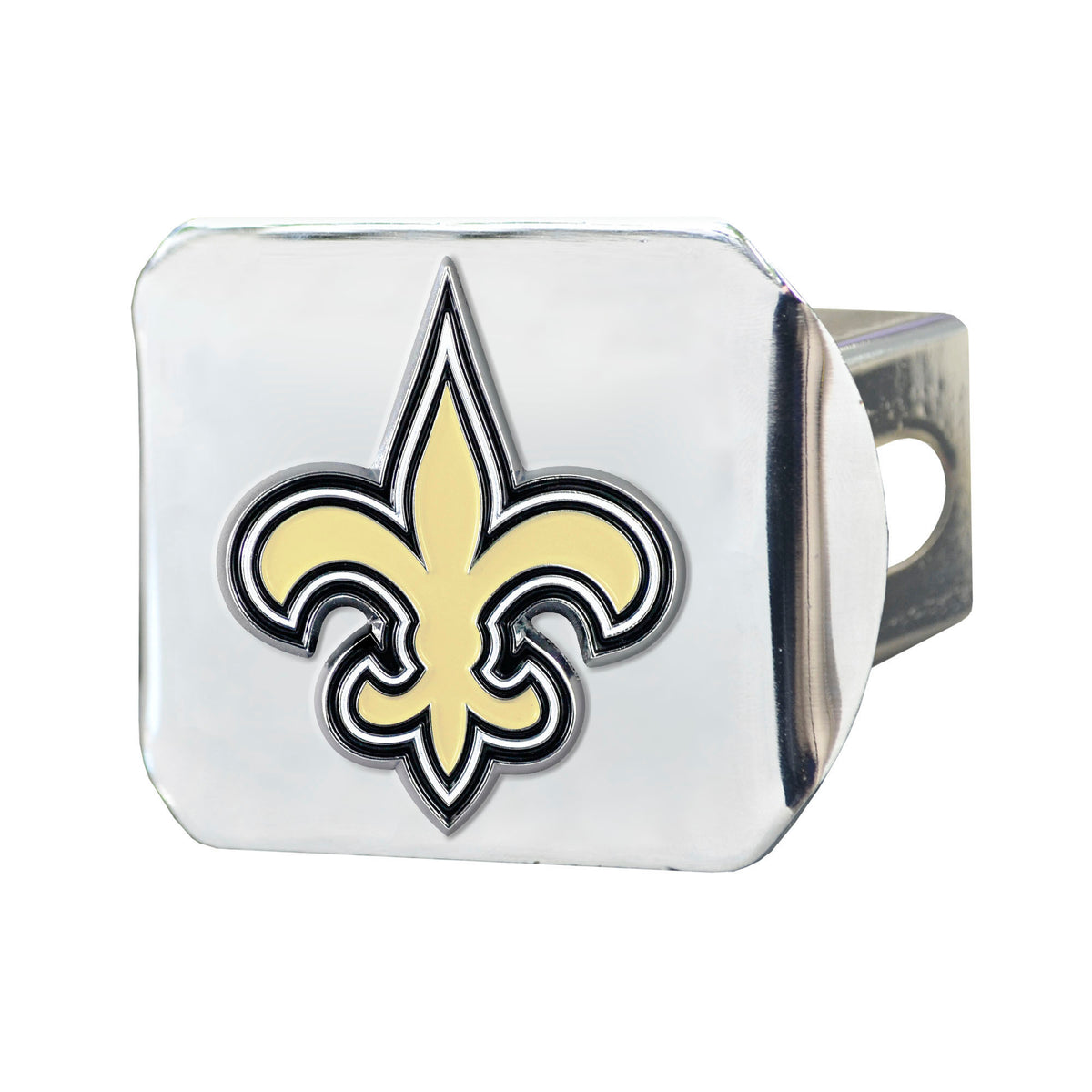 NFL New Orleans Saints Logo Brands Color on Chrome Hitch Cover