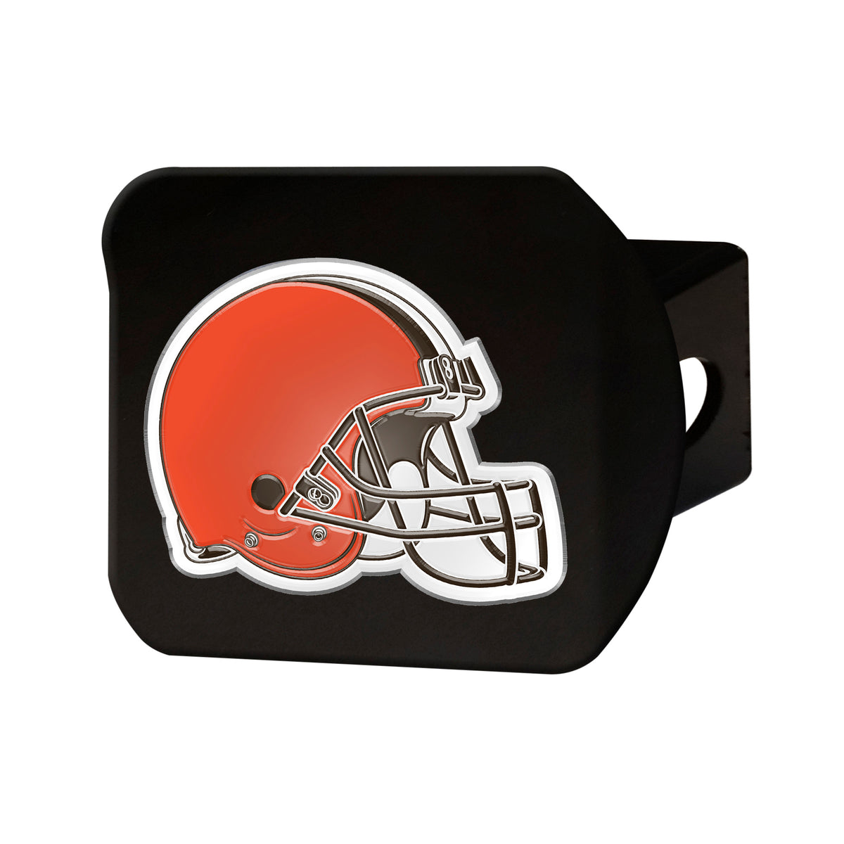 NFL Cleveland Browns Logo Brands Color on Black Hitch Cover
