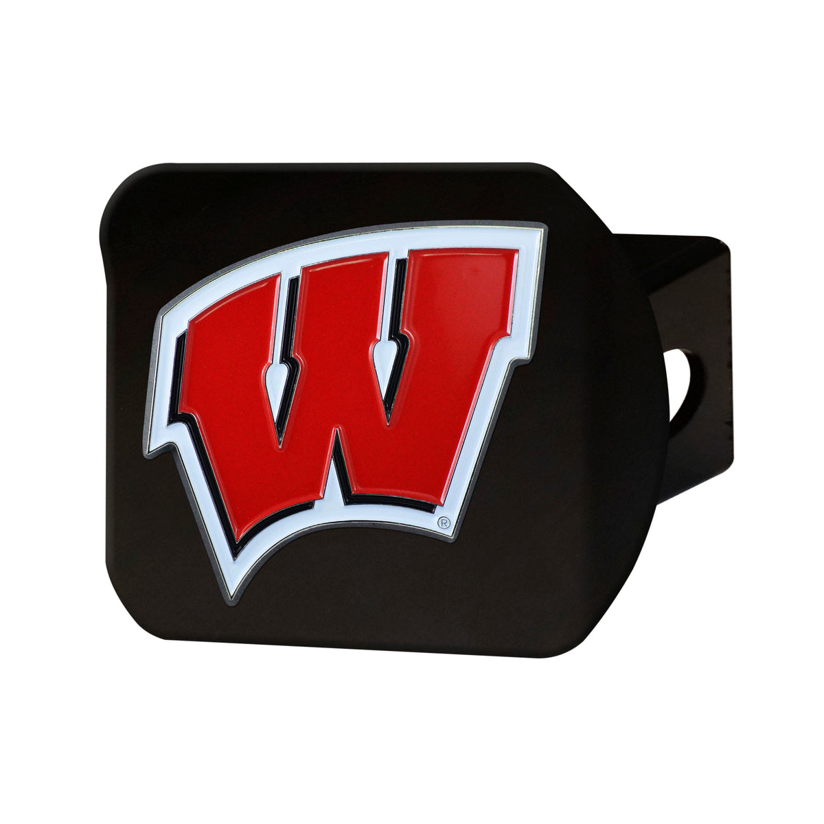 NCAA Wisconsin Badgers Logo Brands Color on Black Hitch Cover