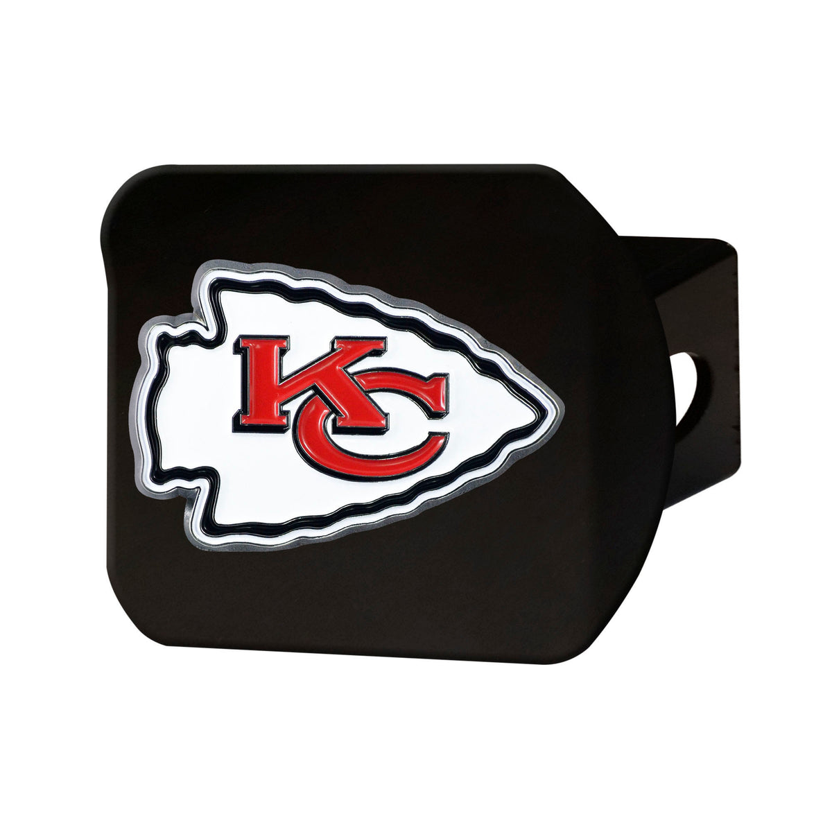 NFL Kansas City Chiefs Logo Brands Color on Black Hitch Cover