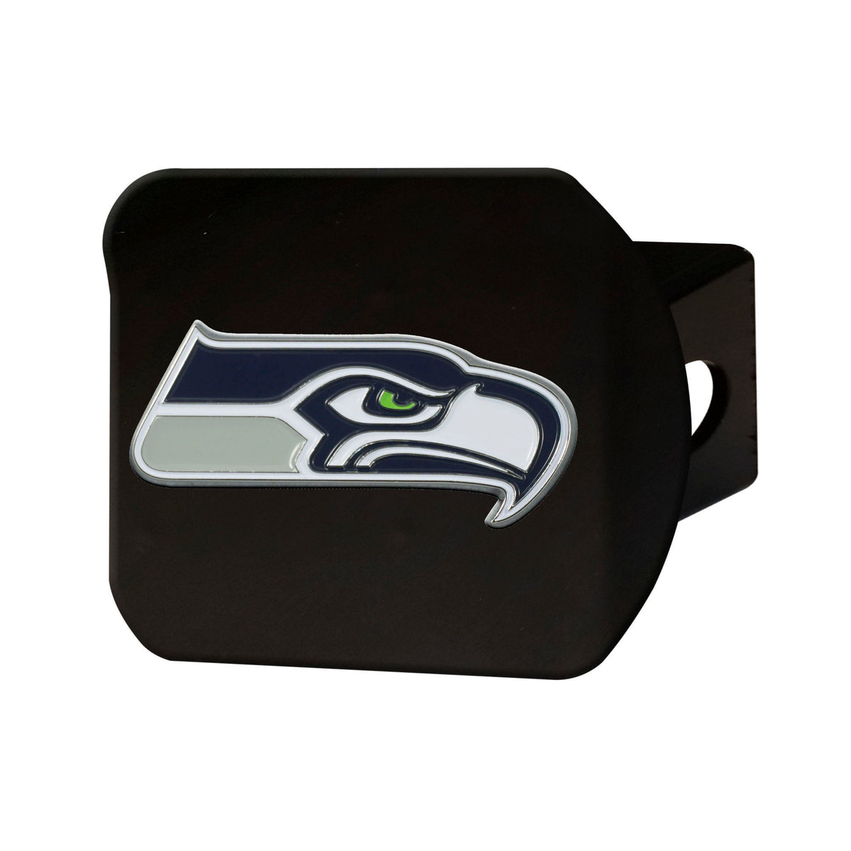NFL Seattle Seahawks Logo Brands Color on Black Hitch Cover