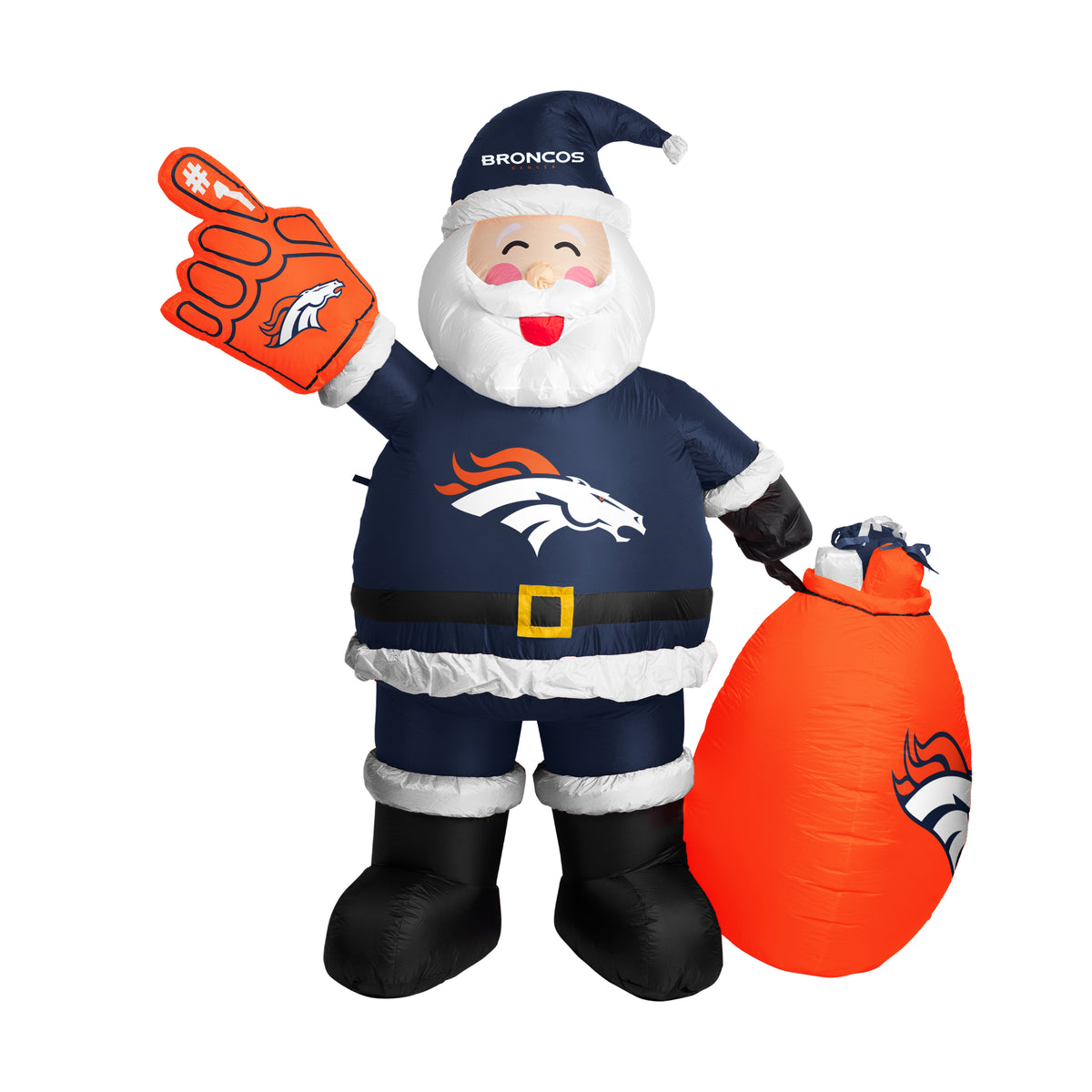NFL Denver Broncos Logo Brands 7 Foot Yard Inflatable Santa