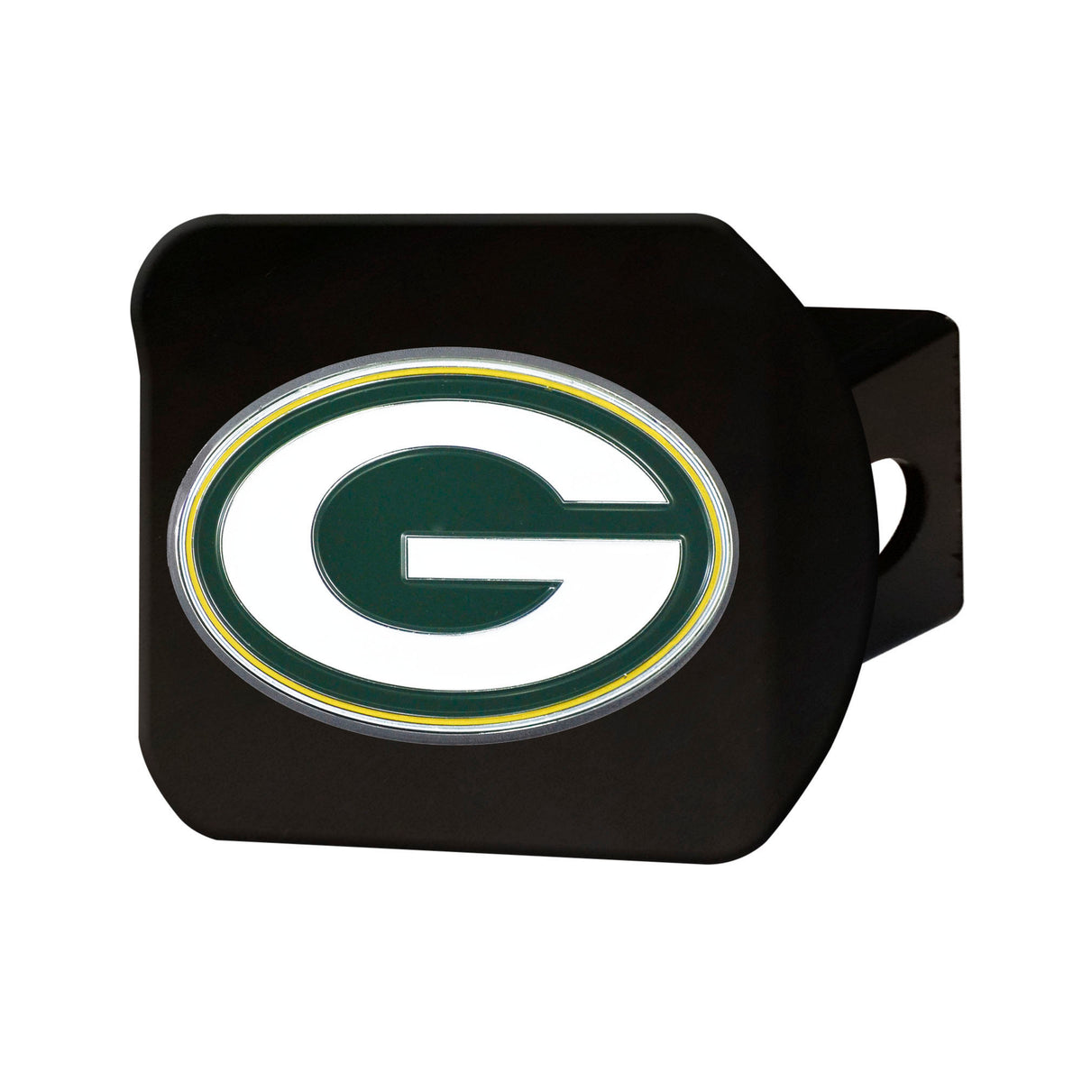 NFL Green Bay Packers Logo Brands Color on Black Hitch Cover