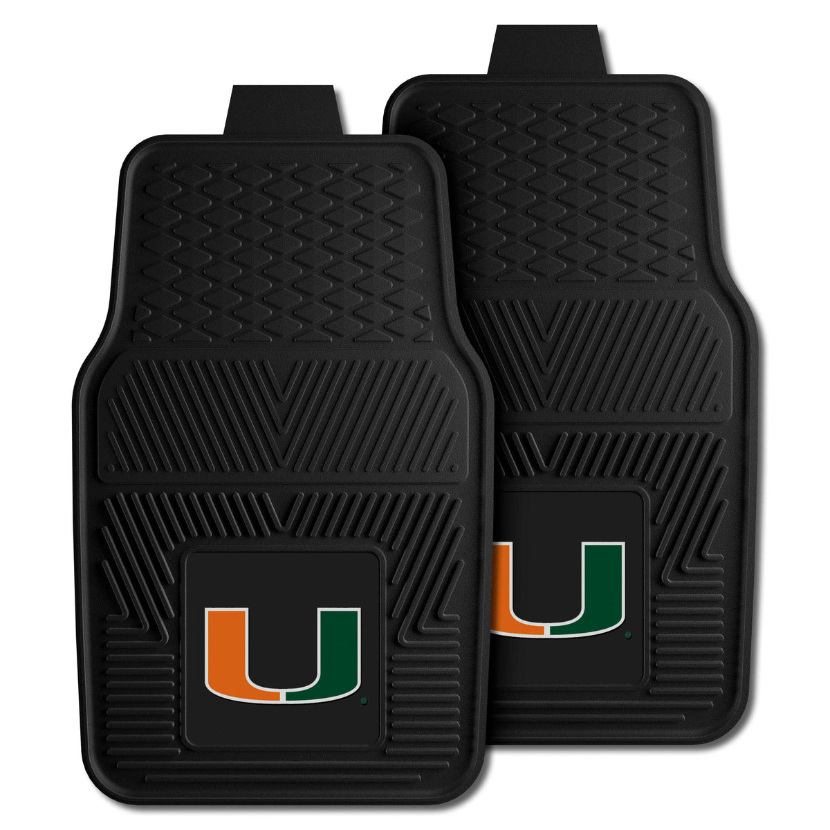 NCAA Miami Hurricanes Logo Brands 2-Pack Vinyl Car Mat Set