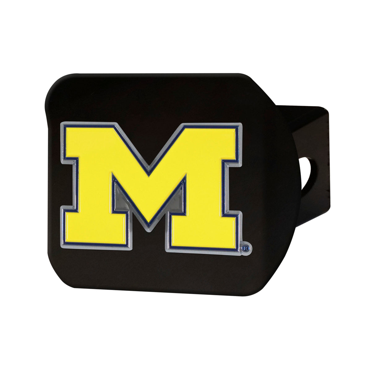 NCAA Michigan Wolverines Logo Brands Color on Black Hitch Cover