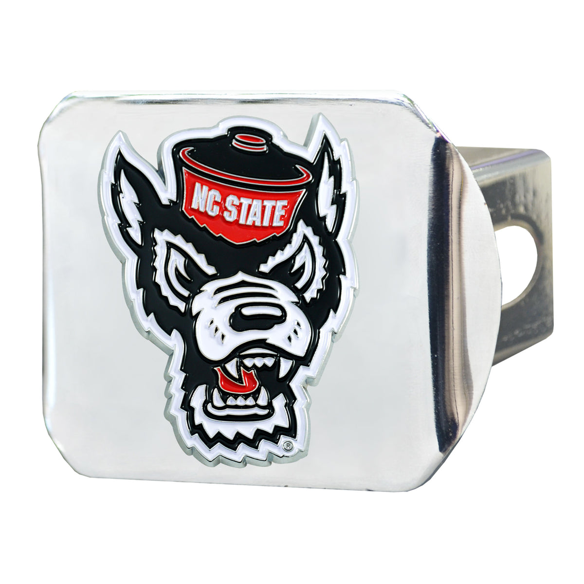 NCAA North Carolina State Wolfpack Logo Brands Color on Chrome Hitch Cover