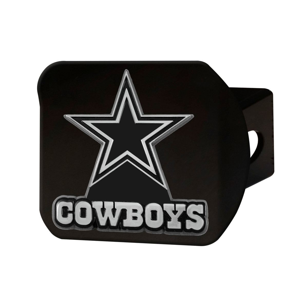 NFL Dallas Cowboys Logo Brands Chrome on Black Hitch Cover